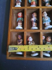 Vintage Wood Curio Cabinet Display 12 Slots House Shape w/ Hummel Type figurines