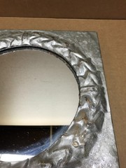 Decorative Salvaged Tin Ceiling 13″ Sq. Wreath Metal Silver Mirror Old 628-26B