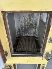 N. SNELLENBURG & CO. PHILADELPHIA ANTIQUE OAK PAINTED ICE BOX