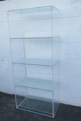 Mid Century Lucite and Glass Etagere Open Shelf Display Cabinet 5130