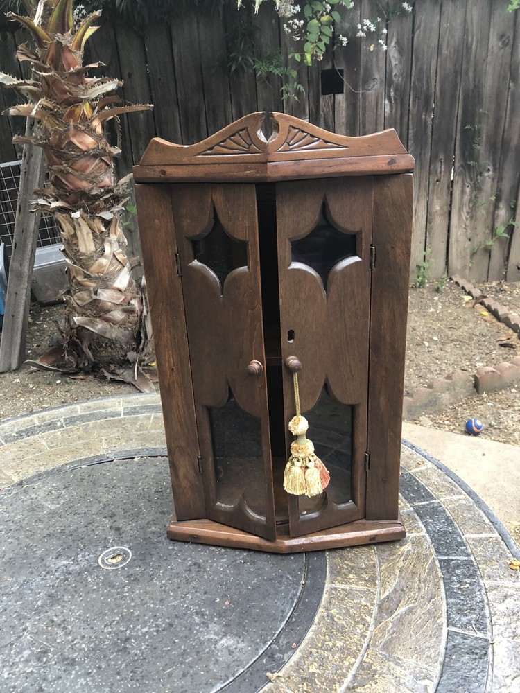 Vintage Antique Wall Display/Spice Wood Cabinet