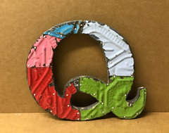 Decorative Salvaged Tin Ceiling 8″ Patchwork Mix Color Letter Q Metal 162-26B