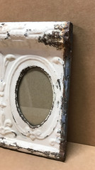 VTG Triple 4×6 Oval Photo Tin Ceiling Metal Shabby Picture Frame Old 784-26B