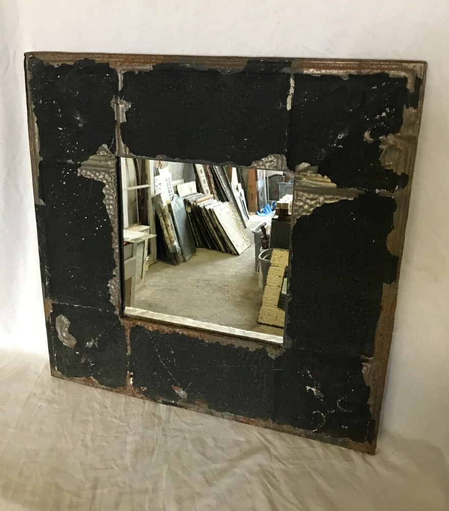 VTG Salvage Tin Ceiling 23″ SQ Metal 11″ Mirror Pineapple Fleur De Lis 1868-23B
