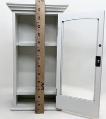 VTG White Wood Glass Door Display Case Curio Cabinet Table Top/Wall Hang 13.75”T