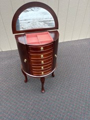 67470 Elegant Powell Mahogany Half Round Jewelry Cabinet w/ Felt Lining