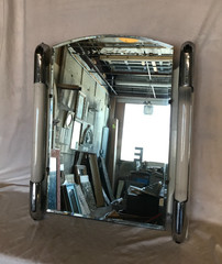 VTG 1950’s Chrome Deco Arch Top Mirror Medicine Side Light Cabinet Old 475-26B