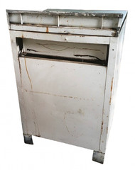 Vintage 1950s Metal Kitchen Cabinet w/ Formica Top 36″H Mid Century