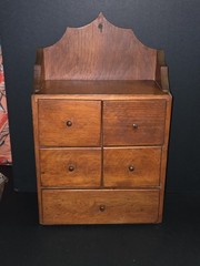 Prim Rustic Wooden 5 Drawer Hanging Spice Cabinet Box Apothecary Cupboard