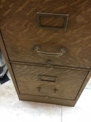 Rare Antique Macey Tiger Oak Metal Four Drawers File Cabinet Metal Body !