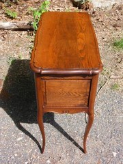 Antique Solid Oak French Louis XV Style Tambour Cabinet Table Server Cupboard