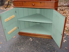 1930s – 40s Country Pine Corner Cabinet Pair, Hand Made