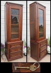 NARROW Walnut East Lake Step Back Barber Cabinet Chimney Cupboard NICE Hardware