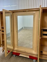 Antique European Art Deco Blonde Wood Wardrobe Armoire Cabinet 1940s, Sold AS-IS