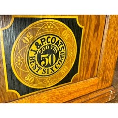 RARE Vintage J. & P. Coats Oak Spool Cabinet Brass Knobs Excellent Condition
