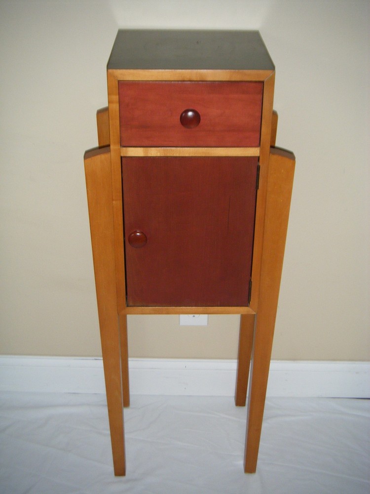 Vintage Ethan Allen “Storkie” MCM Art Deco Style Wood Storage Cabinet (AS-IS)