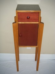 Vintage Ethan Allen “Storkie” MCM Art Deco Style Wood Storage Cabinet (AS-IS)