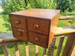 Original WW2 US Army Air Force Wood Four Drawer Filing Cabinet