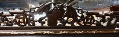 Antique Cabinet Glass Front Hand Carved Asian Motifs & Mother-of-Pearl Designs