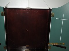 Wooden Wall Hanging Display Curio Cabinet With Magnetic Latched Doors