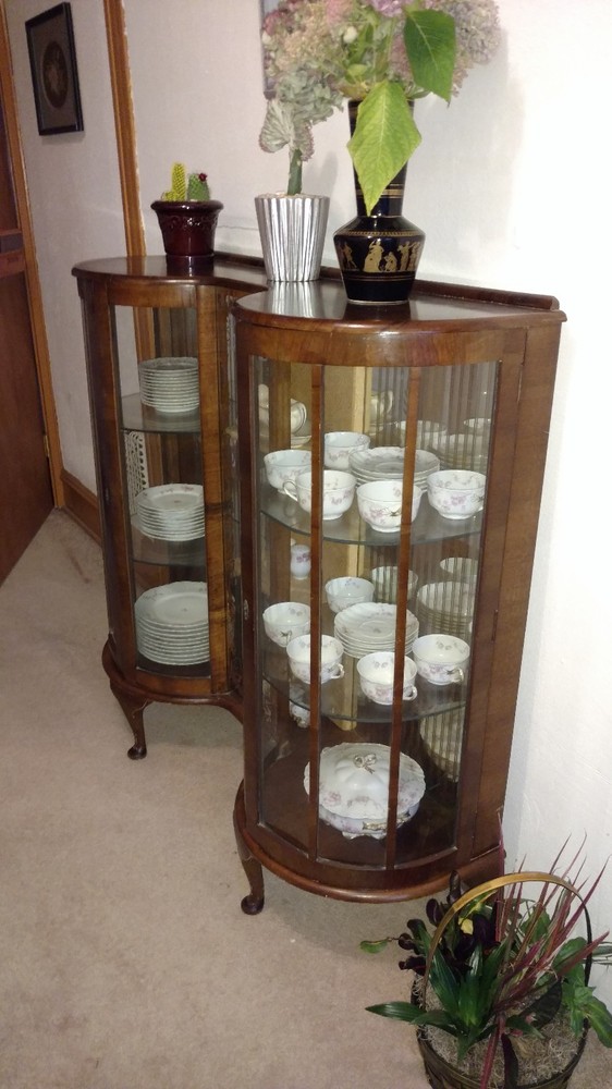 late 19th century victorian display cabinet, dark wood, minor scratches.