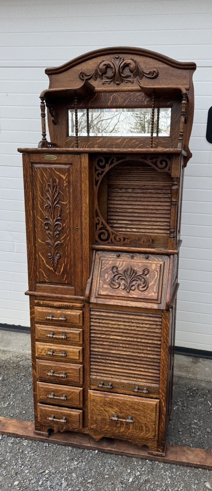 ANTIQUE HARVARD CO. OAK DENTAL CABINET