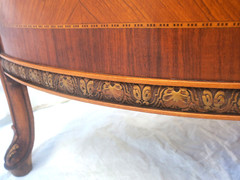 Antique Carved Inlaid Marble Top French Style Demilune Entryway Cabinet 1920’s