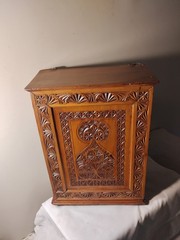 Fab Antique Arts & Crafts Wood Dutch Wall Cabinet Intricate Hd/Carved MUST SEE