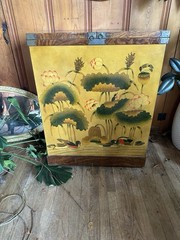 Vintage Chinese Cabinet Chinoiserie Asian style Folding Liquor French Bar Brass