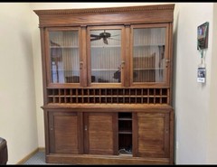 WOW vintage antique mahogany post Office work cabinet 83” L x 101” H x 15.5” D