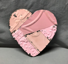 Decorative Salvage Pink Tin Ceiling 8″ Patchwork Metal VTG Heart Old 142-25B