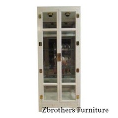 Hickory White Ivory Mebane Crystal Curio China Cabinet Hutch B