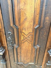 18th C Renaissance German Gründerzeit Carved Oak Raised Panel Cabinet Wardrobe