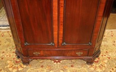 ​Mahogany Carved Georgian Style Corner Cabinet Attributed to Maitland Smith