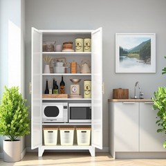 71” 2 Shapely Doors Cabinet, Metal Storage Cabinet with Doors