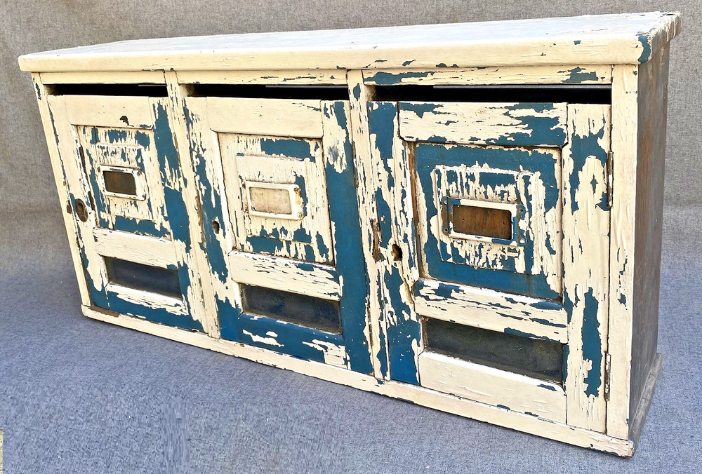 Antique french maiboxes early 1900’s painted wood furniture cabinet