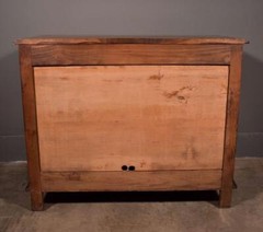 Antique French Cabinet Highly Carved Chestnut Wood w/Boy Girl and Bird (Macaw)
