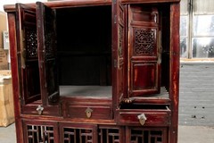 19th Century Chinese Kitchen Cabinet, Pantry or Cupboard With Fretwork Motif