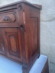 Antique Washstand With Backsplash & Carved Pulls c1860-1870