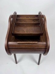 Beautiful Vintage Mid Century Modern Danish Tambour Roll Top Sewing Cabinet