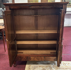 Mid 20thC Danish Burl Walnut Cocktail / Wine Glass Bar Liquor Cabinet