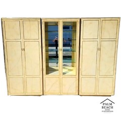 Faux Goatskin Display Etagere Bar Cabinets by JOHN STUART