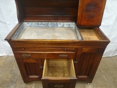 Antique Oak Dry Sink Cupboard Survivor Original Finish 1895 Dovetailed