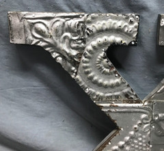 Decorative Salvage Tin Ceiling 16″ Patchwork Silver Metal VTG Letter X 223-25B