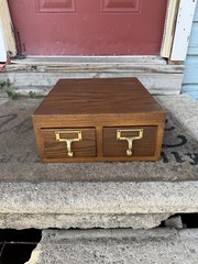 Vintage Oak 2 Drawer Filing Cabinet Card Catalog “Very Nice”