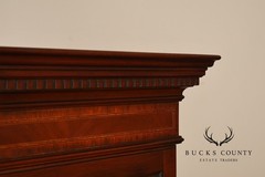 China Cabinet Display Bookcase with Carved Pediment and Silk Backing