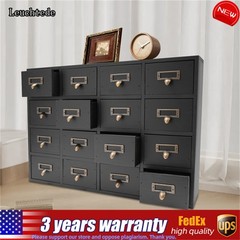 16 Drawers Vintage Tabletop Library Card Catalog Cabinet Apothecary Storage Box
