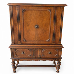 Antique Ornate Wood Bar Cabinet Storage Chest Carved Details John Widdicomb