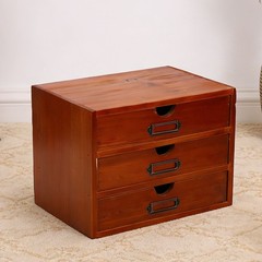 2-Stackable Apothecary Cabinet 3 Drawer Desk Organizer Vintage Library