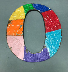 Decorative Salvaged Tin Ceiling 16″ Patchwork Mix Color Metal Letter O 1790-24B